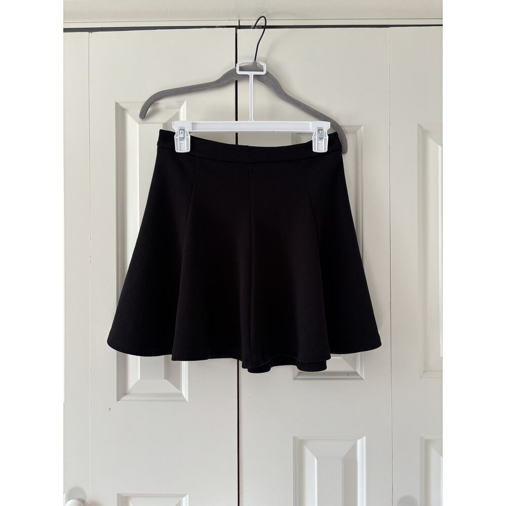Lush Black Flared Mini Skirt Size M Polyester Spandex - Picture 3 of 9